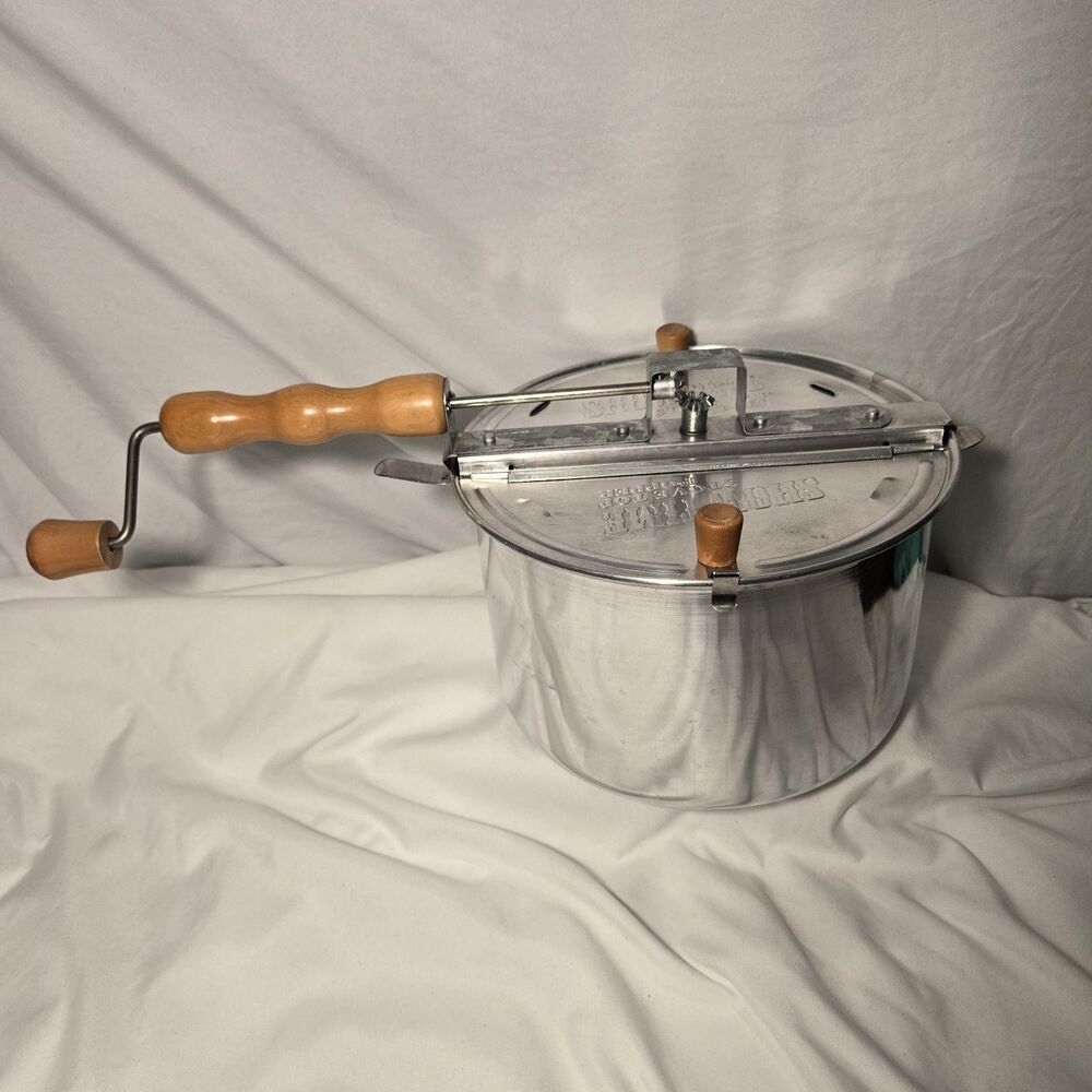 SHOWTIME Whirley Stovetop Popcorn Popper 6 Quart Aluminum Maker Hand Crank